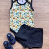 Conjunto Infantil Masculino Body Estampado e Short Preto Fernanda Ramos Kids