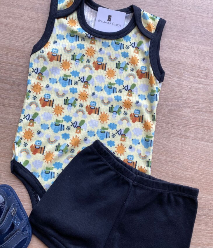 fernandaramoskids com br Conjunto Infantil Masculino Body Estampado e Short Preto 3