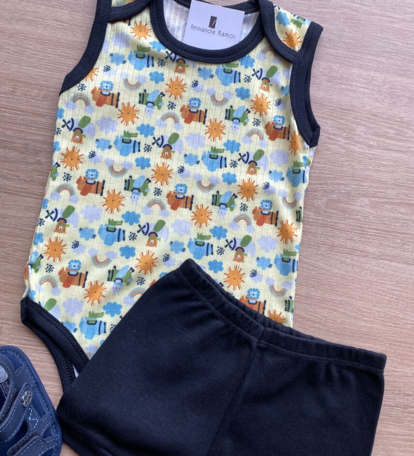 fernandaramoskids com br Conjunto Infantil Masculino Body Estampado e Short Preto 3