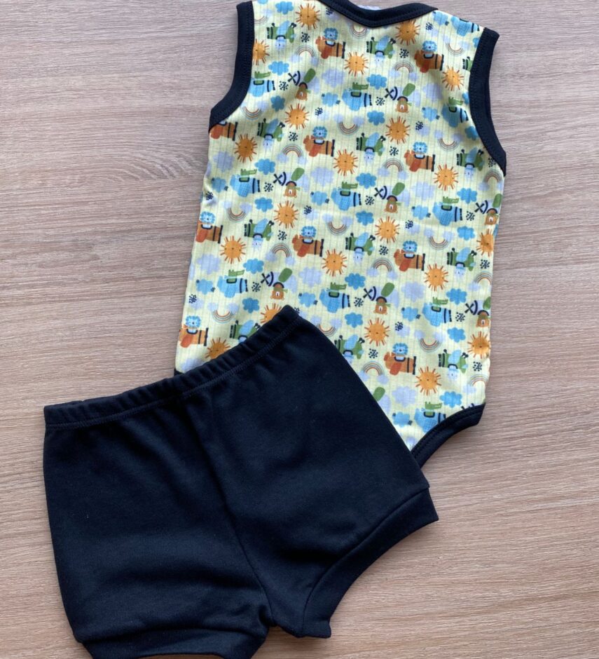 fernandaramoskids com br Conjunto Infantil Masculino Body Estampado e Short Preto 4