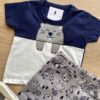 fernandaramoskids com br Conjunto Infantil Masculino Camiseta Azul Marinho e Bermuda Estampada 2