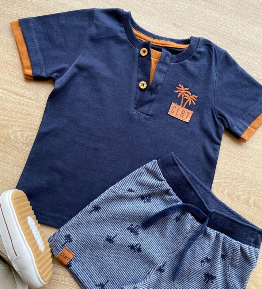 fernandaramoskids com br Conjunto Infantil Masculino Camiseta e Bermuda Azul Marinho 1
