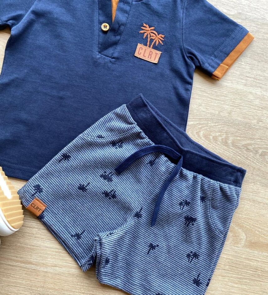 fernandaramoskids com br Conjunto Infantil Masculino Camiseta e Bermuda Azul Marinho 2