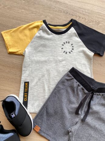 fernandaramoskids com br Conjunto Infantil Masculino Camiseta e Bermuda Cinza 1