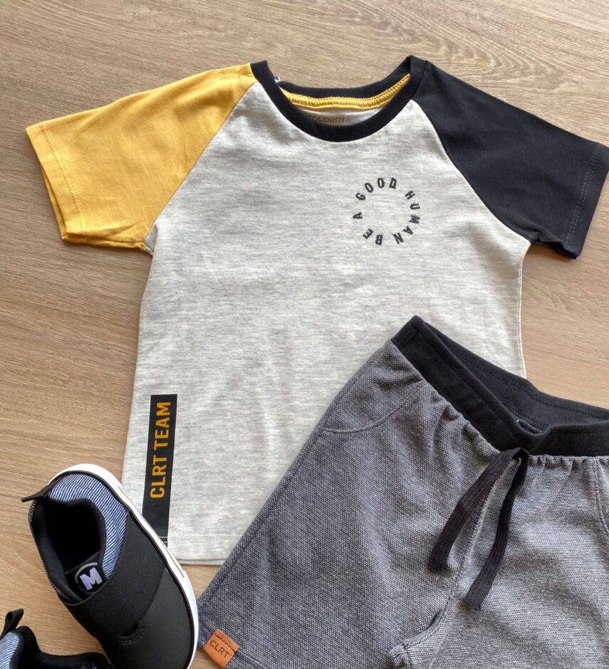 fernandaramoskids com br Conjunto Infantil Masculino Camiseta e Bermuda Cinza 1