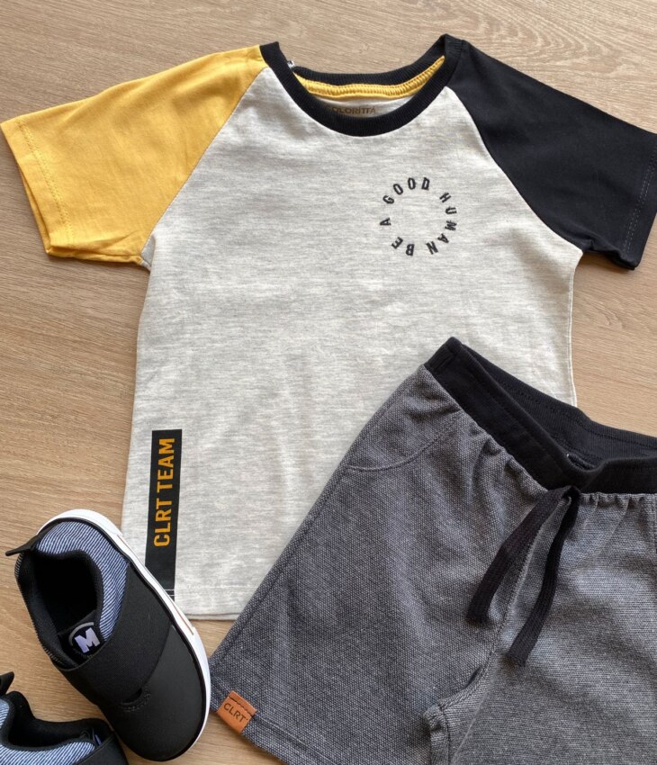 fernandaramoskids com br Conjunto Infantil Masculino Camiseta e Bermuda Cinza 2