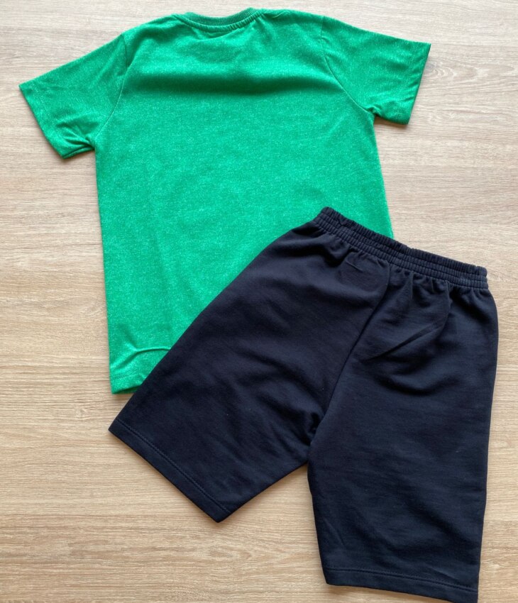 fernandaramoskids com br Conjunto Infantil Masculino Camiseta Gamer Verde e Bermuda Preta 2