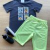 Conjunto Infantil Masculino Camiseta Grafite e Bermuda Verde Fernanda Ramos Kids