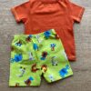 fernandaramoskids com br Conjunto Infantil Masculino Camiseta Laranja e Bermuda Estampada Verde 2