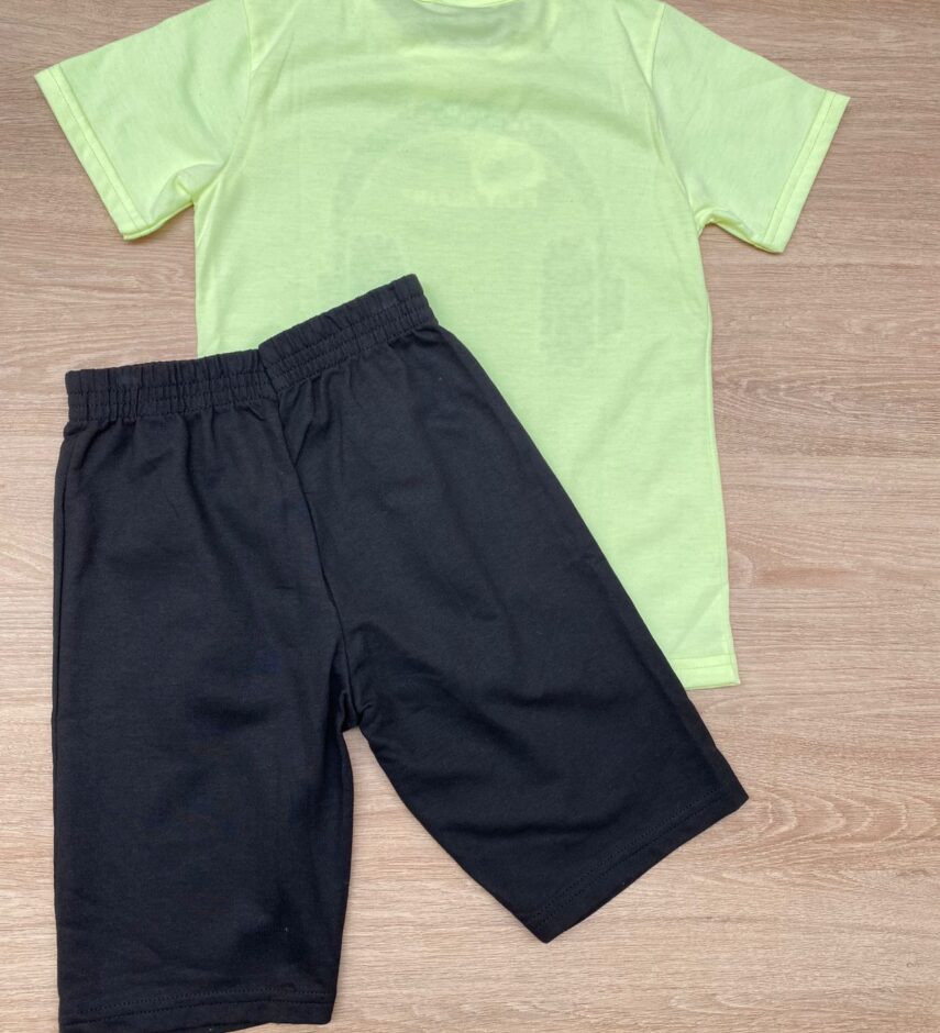 fernandaramoskids com br Conjunto Infantil Masculino Camiseta Play Again e Bermuda Preta 2