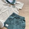 fernandaramoskids com br Conjunto Infantil Masculino Camiseta Polo Nude Bermuda Verde 1