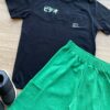 fernandaramoskids com br Conjunto Infantil Masculino Camiseta Preta e Bermuda Verde 2