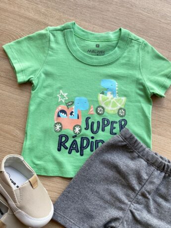 fernandaramoskids com br Conjunto Infantil Masculino Camiseta Verde e Bermuda Cinza 1