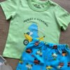 fernandaramoskids com br Conjunto Infantil Masculino Camiseta Verde e Bermuda com Estampa Azul 1