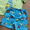 fernandaramoskids com br Conjunto Infantil Masculino Camiseta Verde e Bermuda com Estampa Azul 2