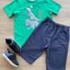 Conjunto Infantil Masculino Camiseta Verde e Bermuda Grafite Fernanda Ramos Kids