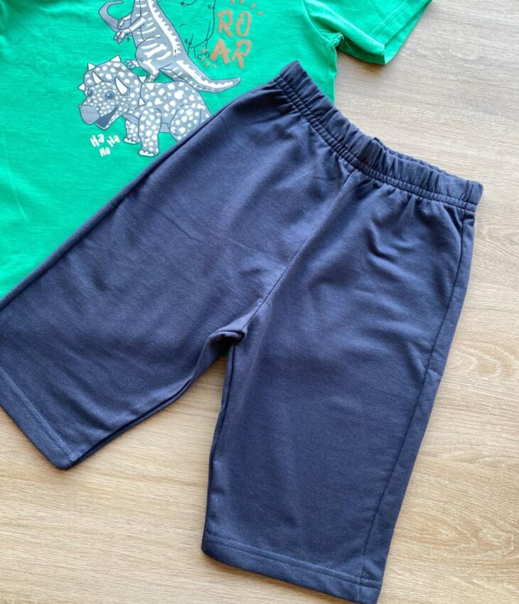 fernandaramoskids com br Conjunto Infantil Masculino Camiseta Verde e Bermuda Grafite 2