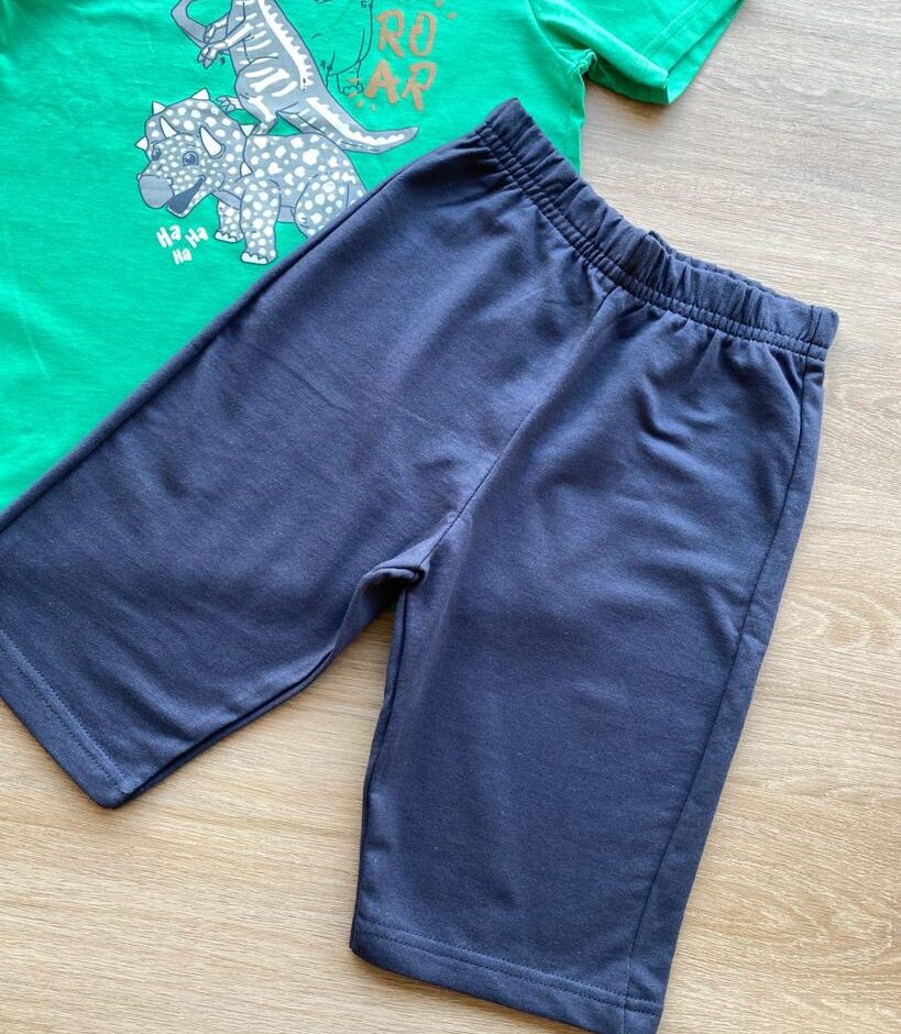 fernandaramoskids com br Conjunto Infantil Masculino Camiseta Verde e Bermuda Grafite 2
