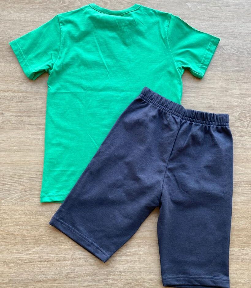 fernandaramoskids com br Conjunto Infantil Masculino Camiseta Verde e Bermuda Grafite 3