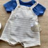 fernandaramoskids com br Conjunto Infantil Masculino Jardineira Cru Listrada e Camiseta Azul 1