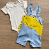 fernandaramoskids com br Conjunto Infantil Masculino Jardineira Jacaré Azul e Body Off White 1