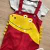 fernandaramoskids com br Conjunto Infantil Masculino Jardineira Jacaré Vermelha e Body Cinza 1