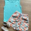 Conjunto Infantil Masculino Regata Azul e Bermuda Estampa Coqueiro Fernanda Ramos Kids