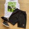 Conjunto Infantil Masculino Regata Branca e Bermuda Preta Fernanda Ramos Kids