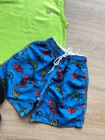 fernandaramoskids com br Conjunto Infantil Masculino Regata Verde e Bermuda Estampada 1