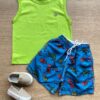 Conjunto Infantil Masculino Regata Verde e Bermuda Estampada Fernanda Ramos Kids