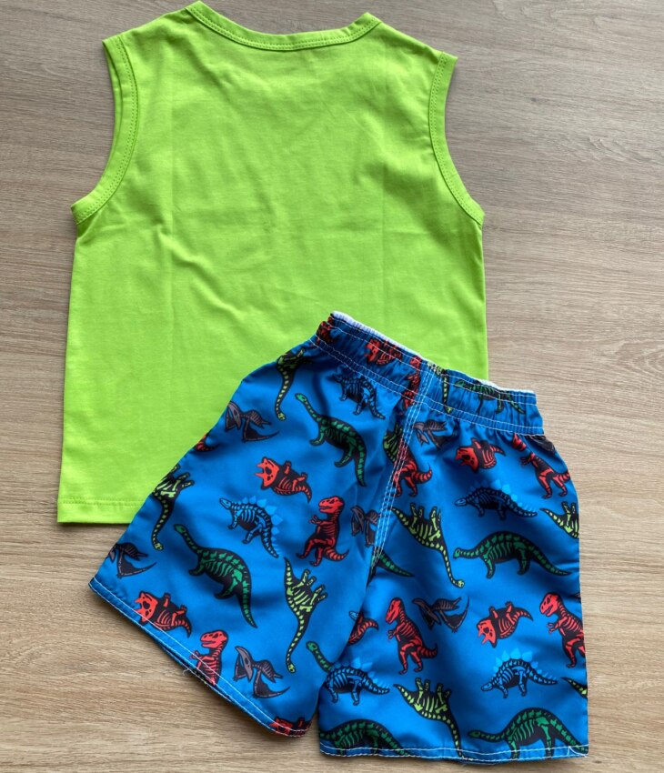 fernandaramoskids com br Conjunto Infantil Masculino Regata Verde e Bermuda Estampada 3