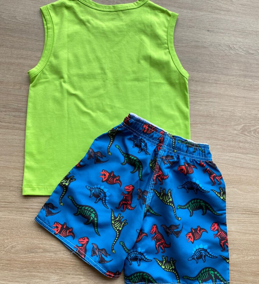 fernandaramoskids com br Conjunto Infantil Masculino Regata Verde e Bermuda Estampada 3