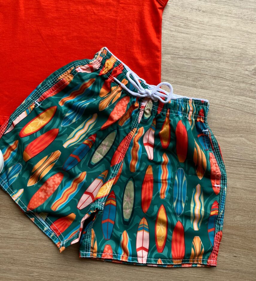 fernandaramoskids com br Conjunto Infantil Masculino Regata Vermelha e Bermuda Estampada 2