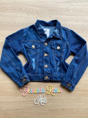 Jaqueta Infantil Feminina Jeans com Destroyed Fernanda Ramos Kids