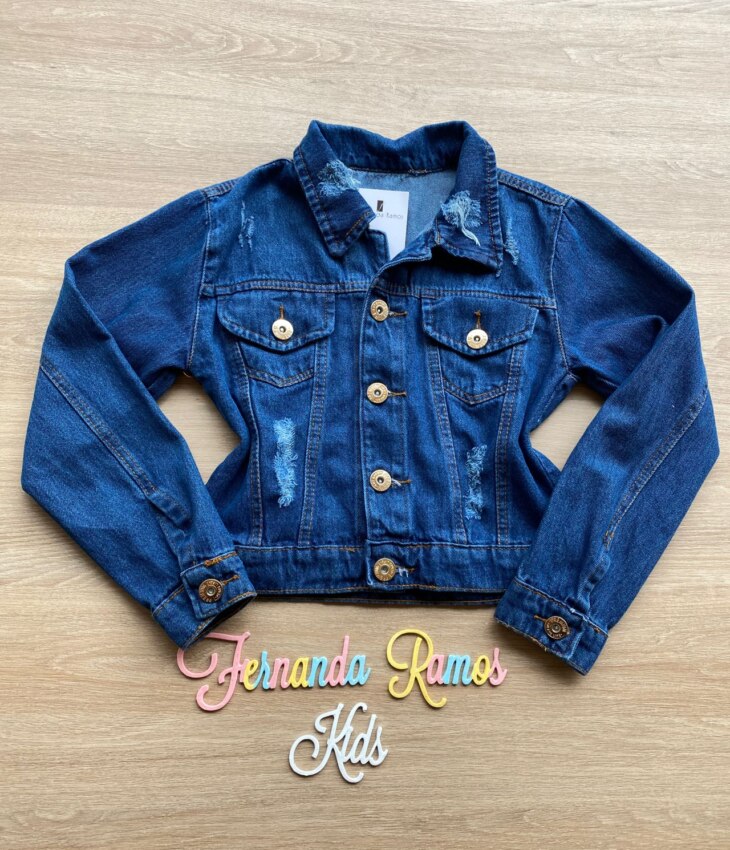 Jaqueta Infantil Feminina Jeans com Destroyed Fernanda Ramos Kids