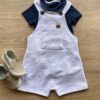 Jardineira Infantil Masculina Curta com Bolso Frontal Gelo Fernanda Ramos Kids