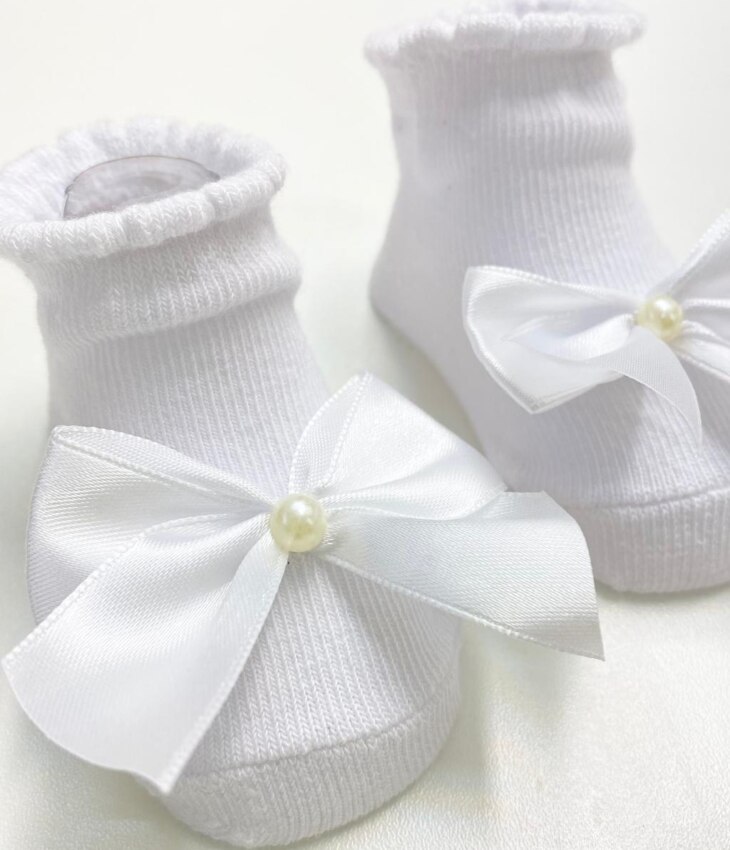 fernandaramoskids com br Kit 2 Pares de Meia Infantil Feminina Laço 1 Branca e 1 Dourada 2