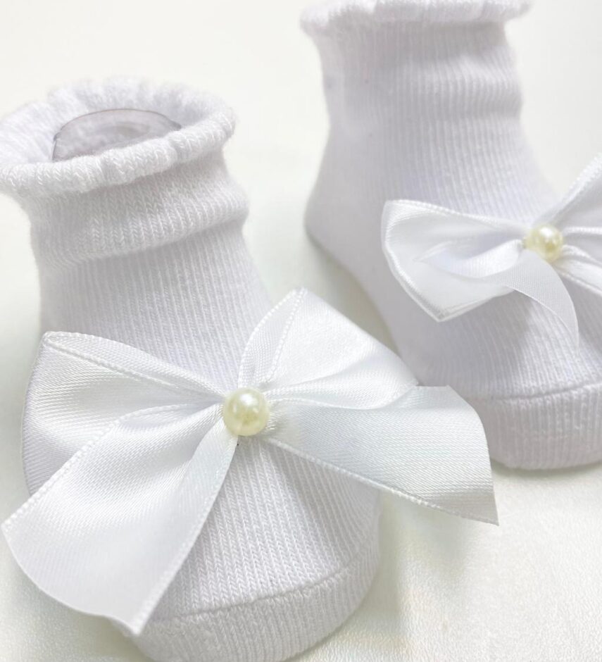 fernandaramoskids com br Kit 2 Pares de Meia Infantil Feminina Laço 1 Branca e 1 Dourada 2