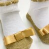 fernandaramoskids com br Kit 2 Pares de Meia Infantil Feminina Laço 1 Branca e 1 Dourada 3