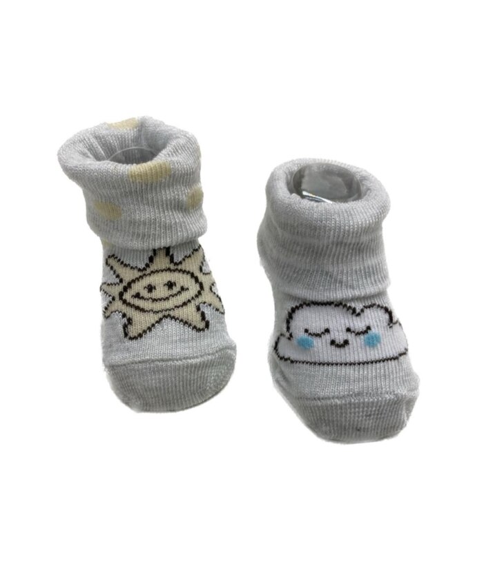 Kit 2 Pares de Meia Infantil Masculina Cinza Sol e Nuvem Fernanda Ramos Kids