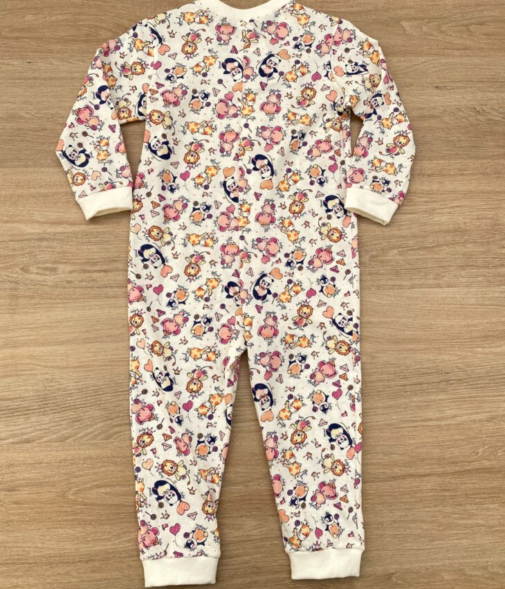 fernandaramoskids com br Macacão Pijama Infantil Feminino Estampa Bichinhos Off White 2
