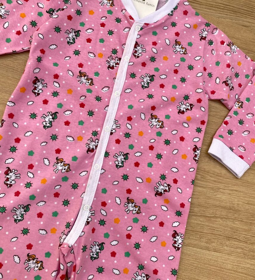 fernandaramoskids com br Macacão Pijama Infantil Feminino Estampa Unicórnios Rosa 1