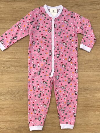 Macacão Pijama Infantil Feminino Estampa Unicórnios Rosa Fernanda Ramos Kids