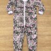 Macacão Pijama Infantil Feminino Estampa Urso Cinza e Rosa Fernanda Ramos Kids