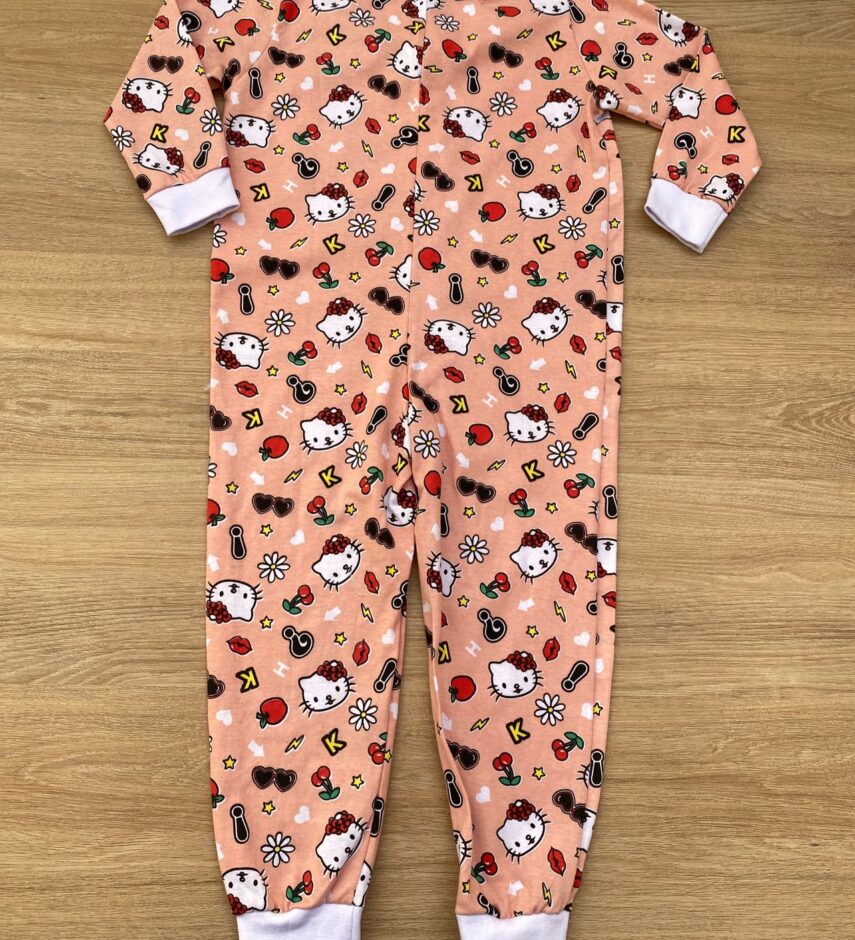 fernandaramoskids com br Macacão Pijama Infantil Feminino Estampado Fundo Salmão 3