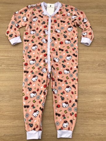 Macacão Pijama Infantil Feminino Estampado Fundo Salmão Fernanda Ramos Kids