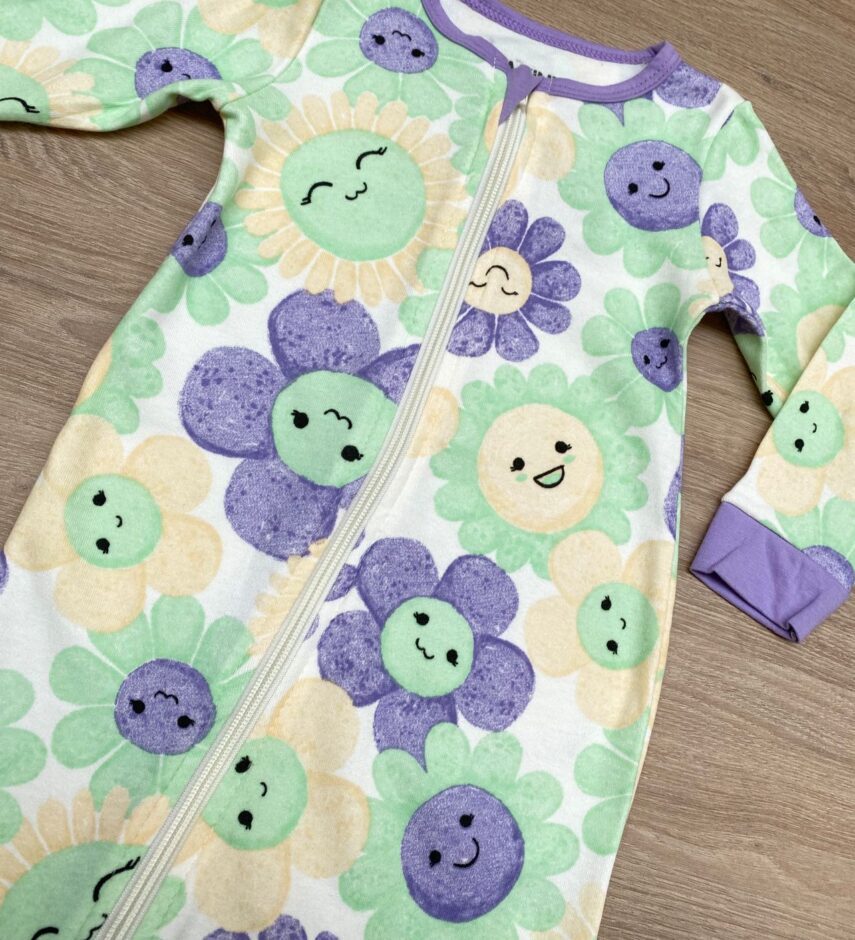fernandaramoskids com br Macacão Pijama Infantil Feminino Estampado Verde e Lilás 1