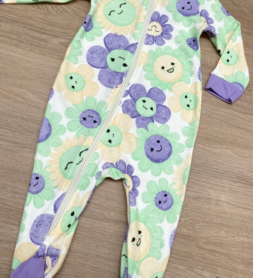 fernandaramoskids com br Macacão Pijama Infantil Feminino Estampado Verde e Lilás 2