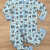Macacão Pijama Infantil Masculino Estampado Dinossauros Azul Fernanda Ramos Kids