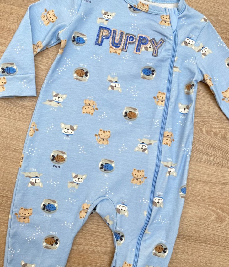 fernandaramoskids com br Macacão Pijama Infantil Masculino Estampado Puppy Azul 2